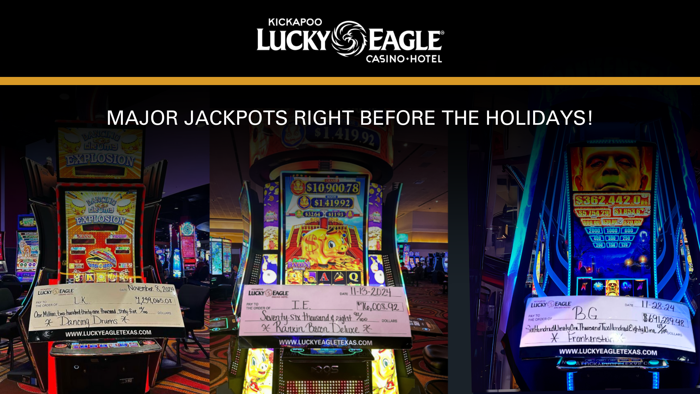Huge Holiday Jackpots at Kickapoo Lucky Eagle Casino Hotel