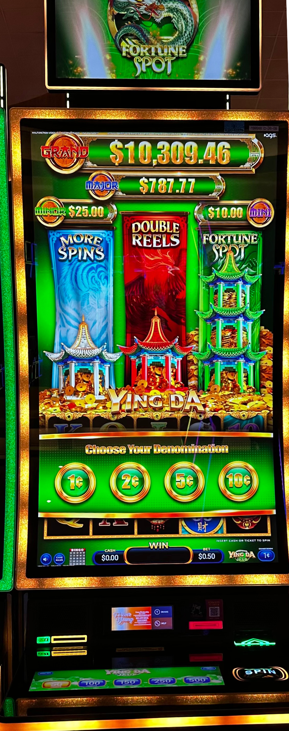 Money Charge Ying Da Jadein front of Riverbend