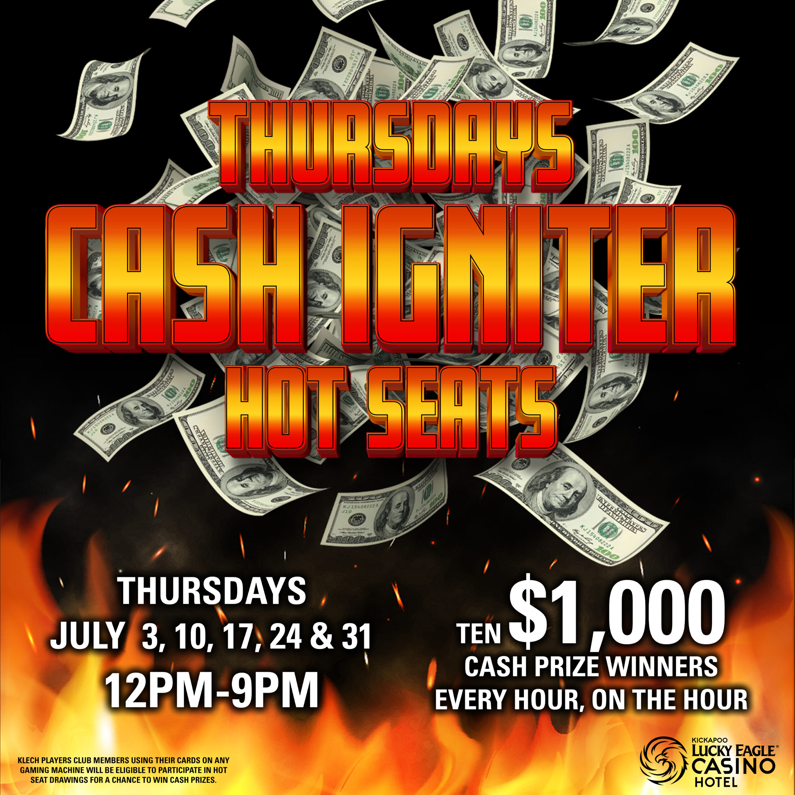 Lucky-Eagle-Cash-Igniter-Thursdays-Hot-Seats-3000x3000 Swipe to Win at Kickapoo Lucky Eagle Casino in Eagle Pass, Texas