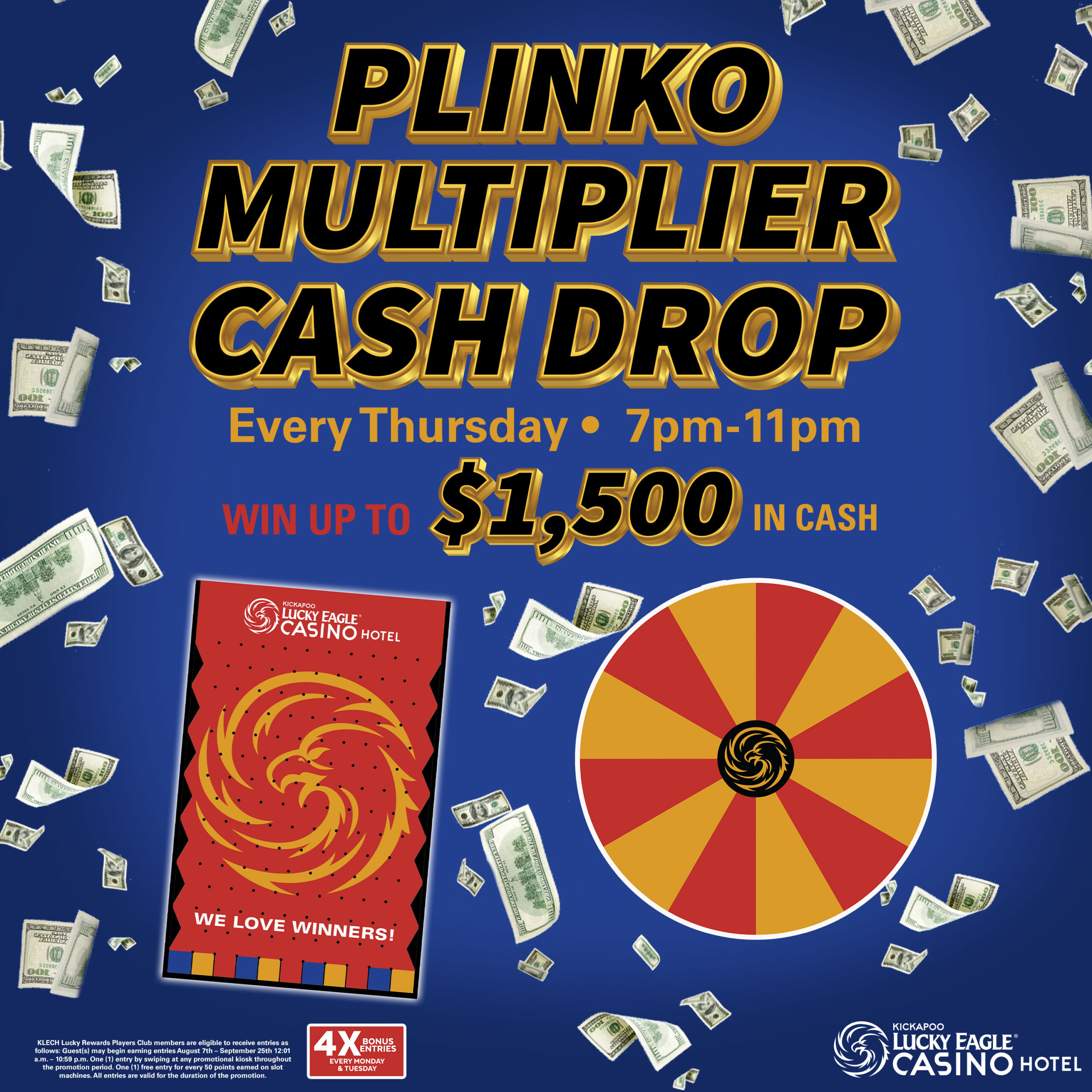 Lucky-Eagle-Plinko-Spin-the-Wheel-Thursdays-3000x3000 Ultimate Pick $100k Cash Giveaway at Kickapoo Lucky Eagle Casino Hotel