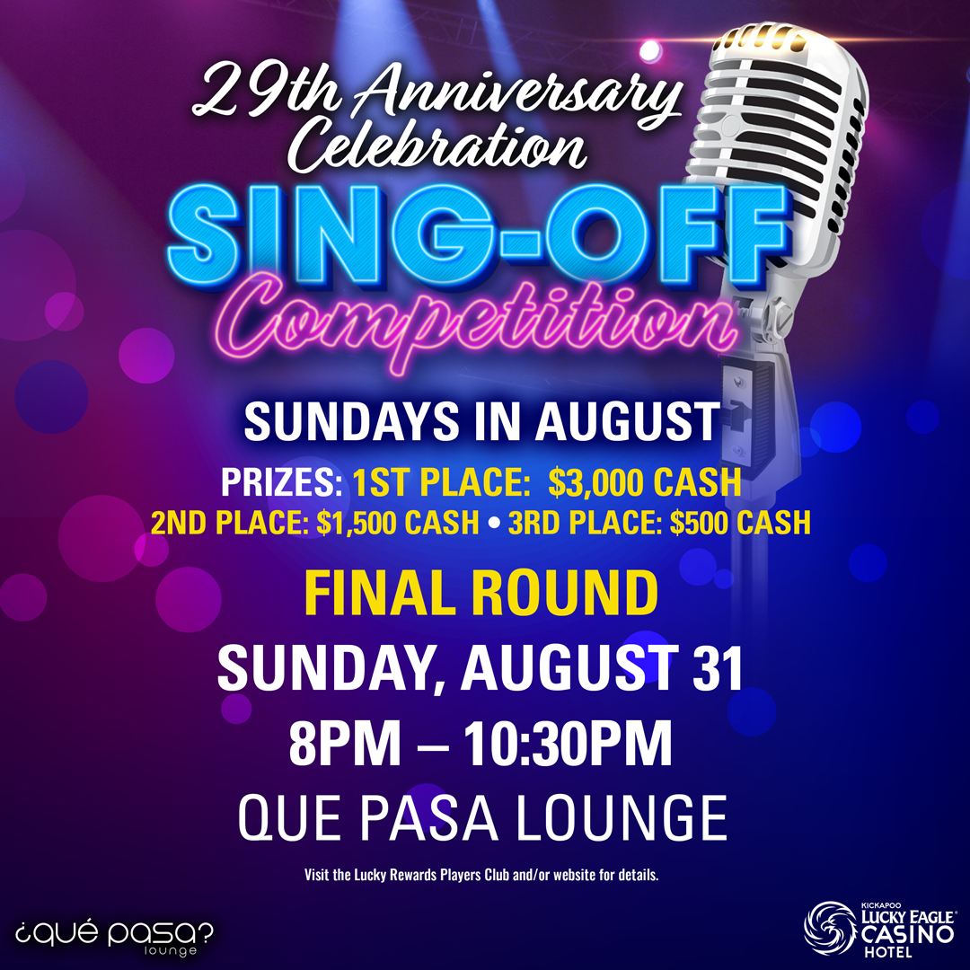 Lucky-Eagle-Que-Pasa-Singing-Competition-Final-Round-3000x3000 Ultimate Pick $100k Cash Giveaway at Kickapoo Lucky Eagle Casino Hotel